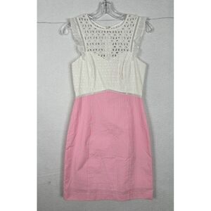 Lilly Pulitzer Maya Shift Dress White & Pink‎ Seersucker Size 0 NEW